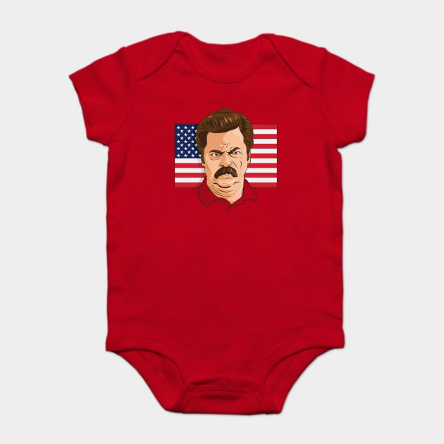 Ron Ulysses Swanson Baby Bodysuit by stayfrostybro